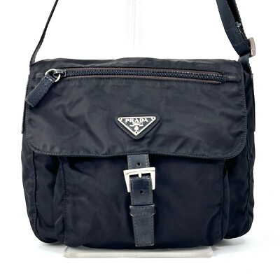 PRADA Messenger Bag Shoulder Bag Black Nylon Made In ITALY Authentic From JAPAN