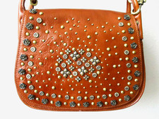 Patricia Nash Discovery Avezzano Tan Leather Studded Satchel Purse - Nwt