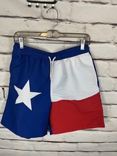 Magellan Mens Size M Red/White/Blue Swim Shorts Pockets Drawstring.