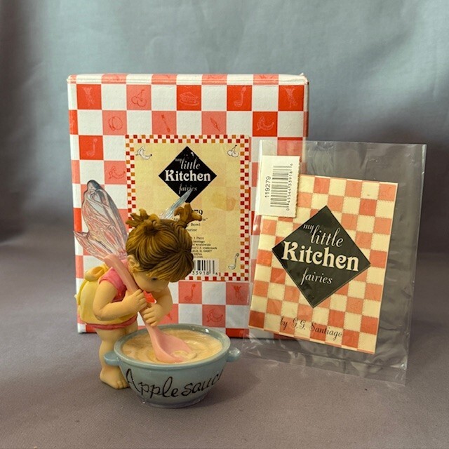 Vintage My Little Kitchen Fairies Figurine Fairy Enesco NIB Applesauce 119279