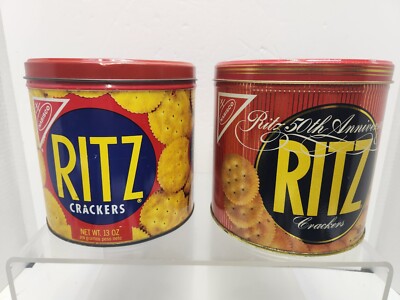2-Vintage Nabisco Ritz Cracker Round Tins 50th Anniversary 1984 & 1997 Tin