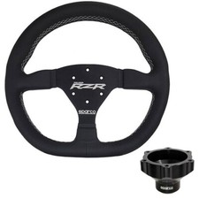 Sparco Steering Wheel And Hub Adapter Polaris Rzr Turbo S Black Leather New