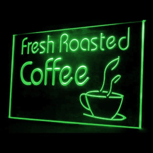 110136 Fresh Roasted Coffee Cup Shop Café Display LED Light Neon Sign - Picture 3 of 7