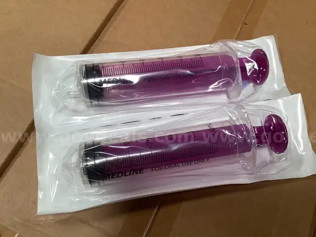 1x ) 60mL Oral Syringe , Medline, Sterile Clear Barrel Purple