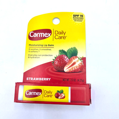 Carmex Daily Care Moisturizing Lip Balm Strawberry SPF 15 Net Wt .15 oz