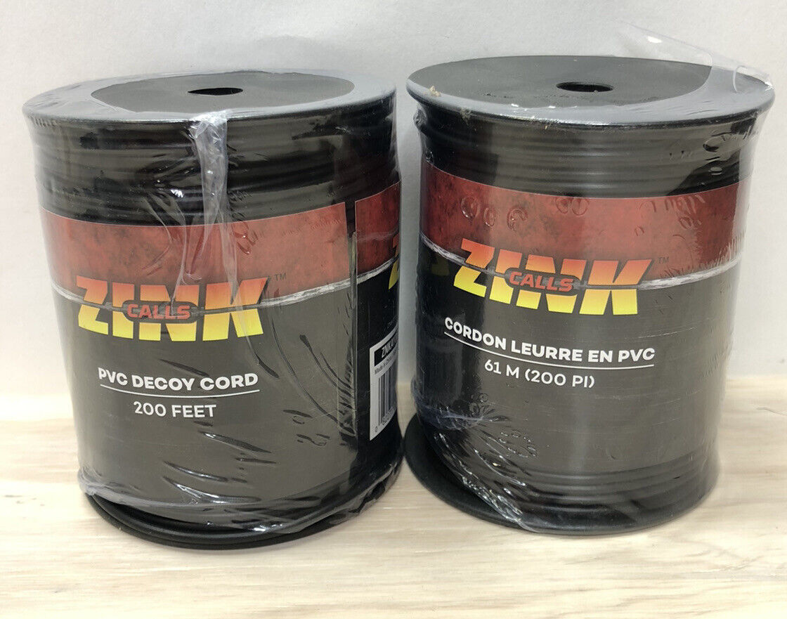 Zink Calls 200' Black PVC Decoy Cord- lot of 2 Duck Hunting 