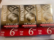 Maxwell VHS High Grade X-Gold T-120 6 Hour Premium High grade Tapes Lot of 3 NEW
