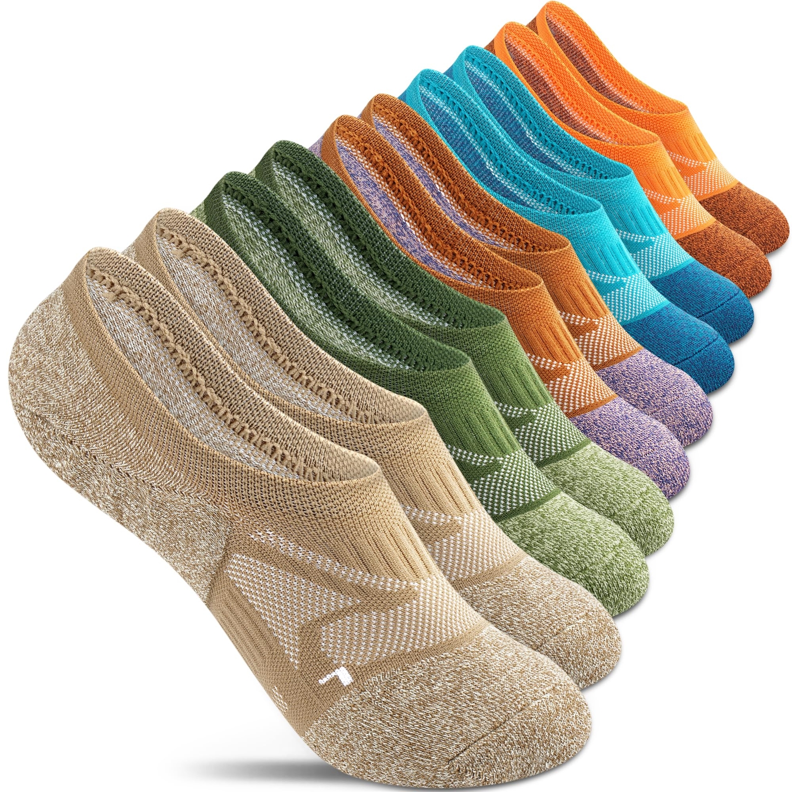 No Show Socks Womens Athletic Compression Running Low Cut Cushioned Socks 5 P...-image