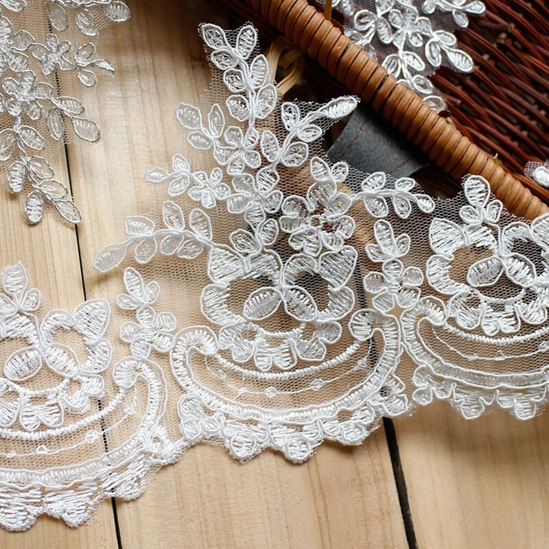 15.5CM*1 Yard Delicate Embroidered Flower Sequin Lace trim Wedding/sewing - Image 3 of 4