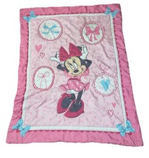 Vintage Disney Baby Minnie Mouse Toddler Comforter Reversible Pink Blanket