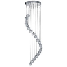 Image of 20 Lights LED Chrome Finish Multi Drop Clear Glass Ceiling Fitting Pendant Light