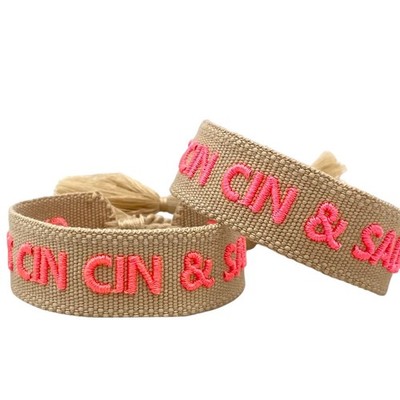 CHEERS CIN CIN & SALUTE Statement Armband gewebt , bestickt Parsley & Pepper
