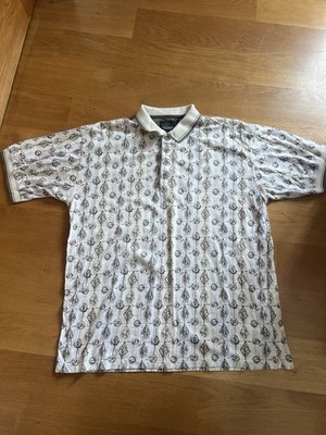 Vintage Greg Norman Golf Poloshirt Crazy Pattern Größe L 
