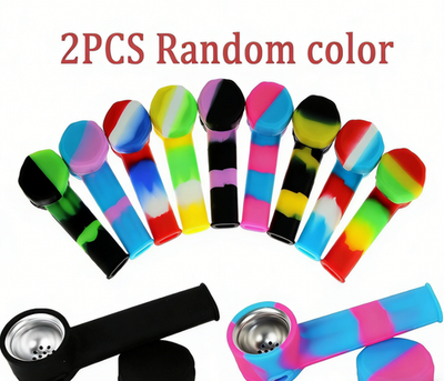 #ad #ad 3.4#x27;#x27; Mini Silicone Smoking Hand Pipe with Metal Bowl amp; Cap Lid Pocket Pipe 2PCS $1.89