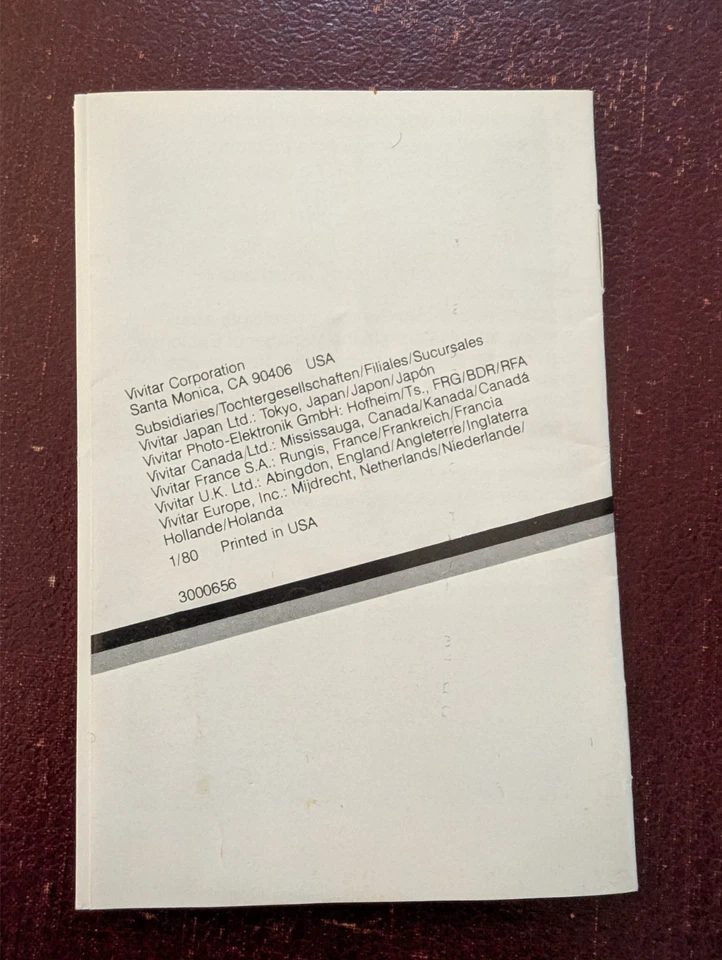 Vintage Vivitar 830AW/835AW Pocket Camera Owner's Manual / Instructions - Image 2 of 3