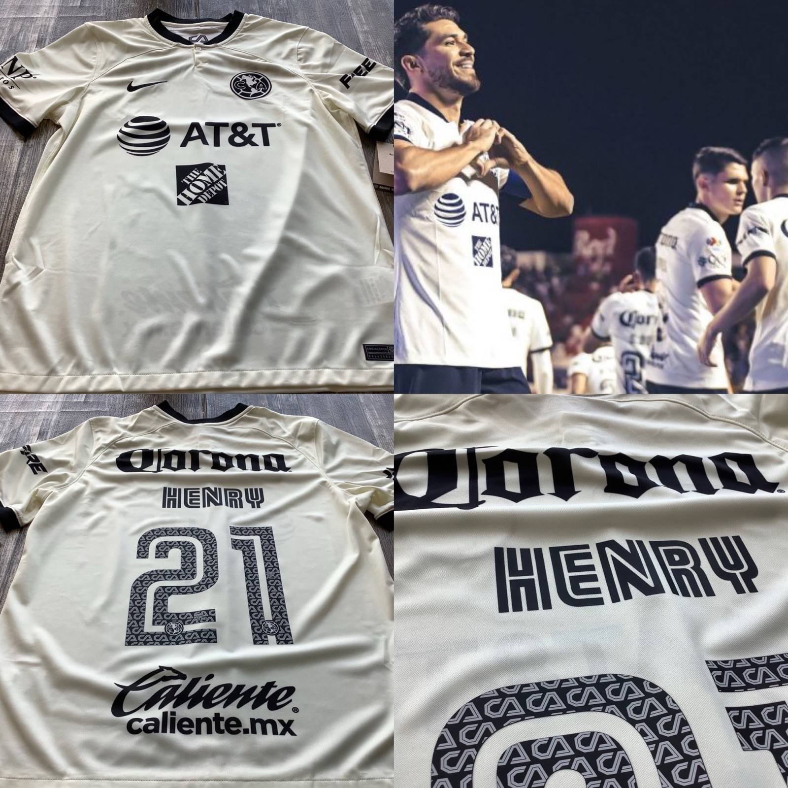 Club America Aguilas Mexico Futbol Soccer New Nike Jersey Large Henry Martin #21