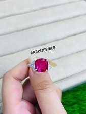 Cushion Cut Pink Tourmaline Gemstone Ring 925 Sterling Silver Gift For Her Ring