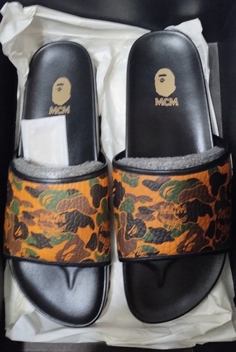 BAPE x MCM Designer Camo Slides - Men’s Size 11