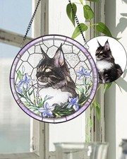 Custom Pet Portrait Stained Glass Suncatcher, Stained Glass cat Memorial