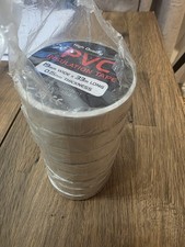 8 Rolls - White PVC Insulation Tape 19mm Wide x 33m Long x 0.15mm Thickness