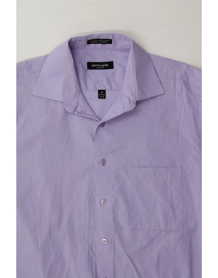 PIERRE CARDIN Mens Slim Fit Shirt Size 15 1/2 Medium Purple Cotton AL16 - Image 3 of 3