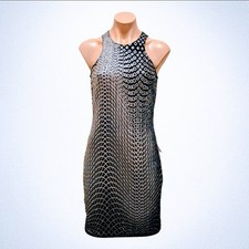 Jump Apparel Vintage Short Sparkly Black Gold Glitter Dress Junior 3/4 NWT