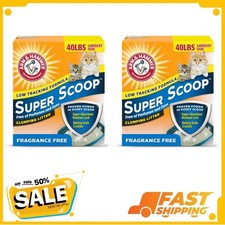 2 Pack ARM  HAMMER Super Scoop Fragrance Free Clumping Clay Cat Litter, 40 lb
