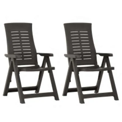 Chaises pliantes inclinables, lot de 2, en plastique blanc vidaXL - Photo 1/2
