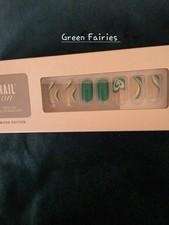 MeAmora Press-On Nails. Medium Squoval. Green Fairies. 30 Nails In A Box. BNIB
