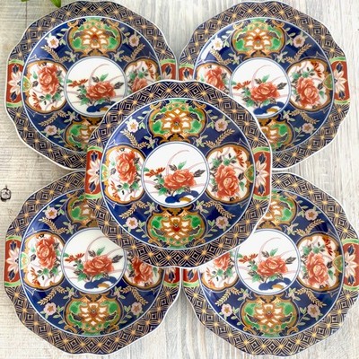 Arita Imari Ware Japanese Porcelain 14cm Plate Set 5-piece Ko-Imari Design
