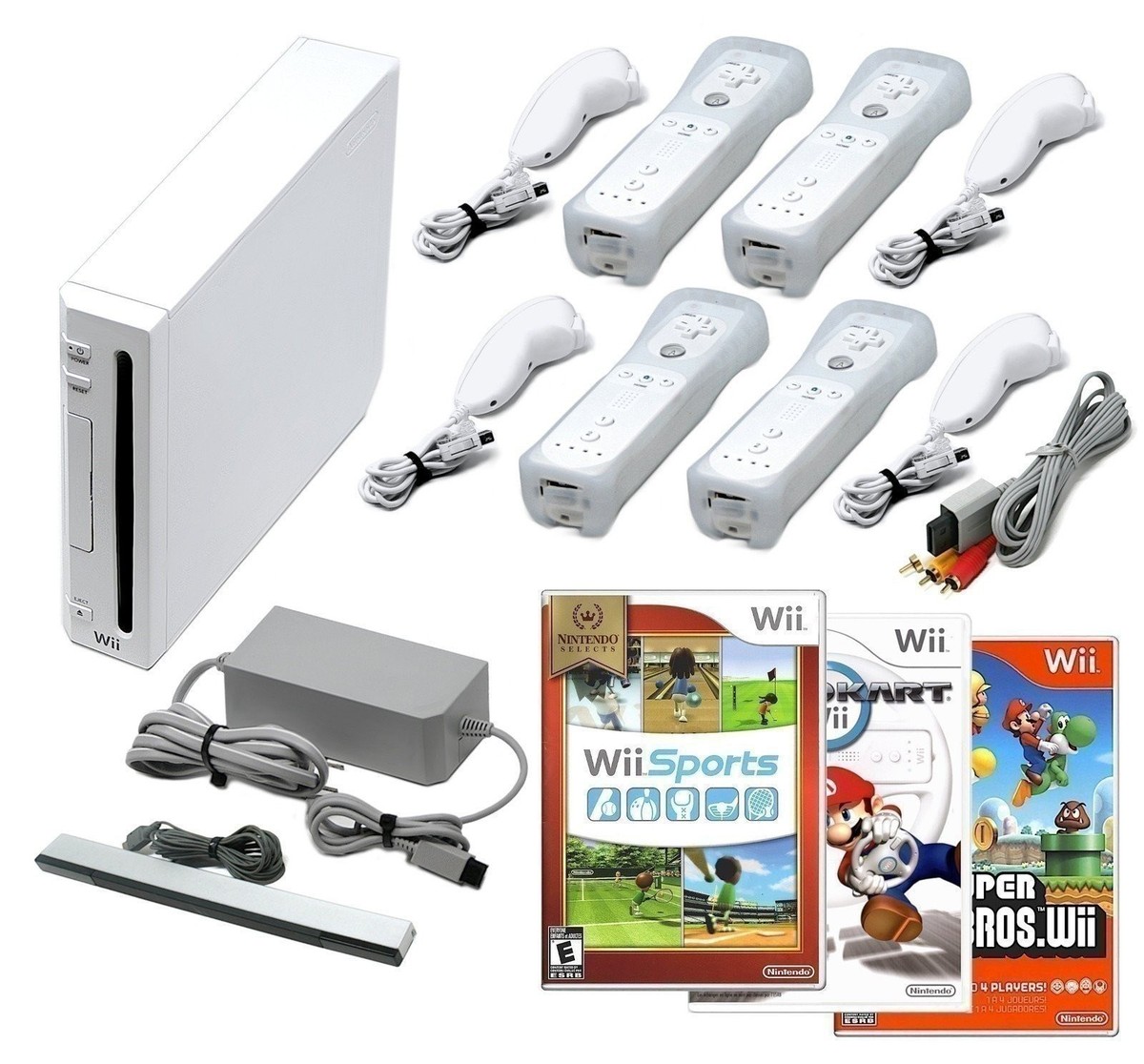 Nintendo Wii Game Console + Pick 1-4 Remotes, Wii Sports, Mario