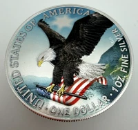 Colorized Bald Eagle - American Silver Eagle 1oz .999 Silver Dollar Coin