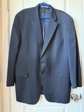Burberry London Men  s Blazer Jacket Navy Blue Stripe Wool Kensington Size 50L