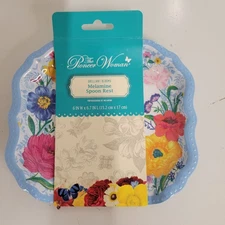 Pioneer Woman Melamine Spoon Rest Brilliant Blooms Floral Blue