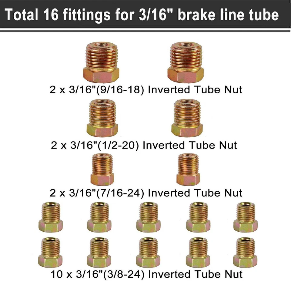 2 x Copper Nickel Brake Line Tubing Kit 3/16 OD 25 FT Coil Roll All Size Fitting - Image 4 of 4