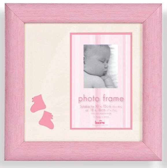 Baby Girl Gift Pink Photo Frame Holds 4x6"" Photograph NEW