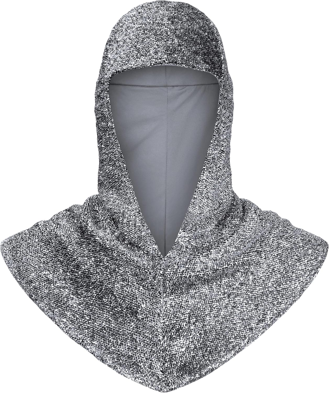 Renaissance Faux Chain Mail Coif Medieval Knight Cowl Crusader Armor Hood LARP C-image