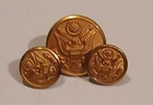 WWII Era U.S. Army Gen. Serv. Brass Coat/Cuff 3 Button Set By Waterbury
