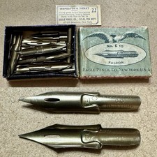 Eagle Falcon E 10 Box w/ 30 Count & Inspection Tag Steel Pen Nibs - Never Inked