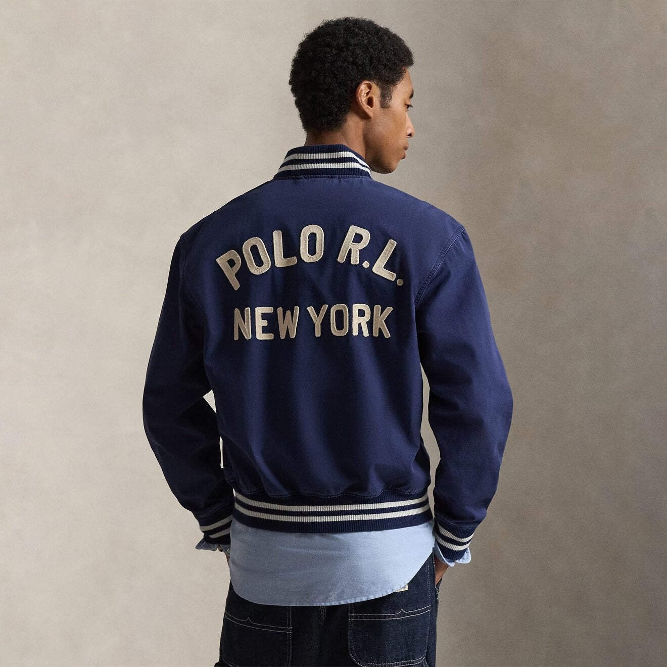 Polo Ralph Lauren Embroidered Canvas Track Jacket Newport Navy image 3