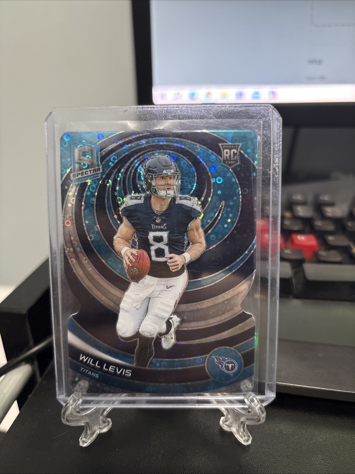 2023 Panini Spectra - Rookies Neon Blue Prizm Die-Cut #138 Will Levis /50 (RC)