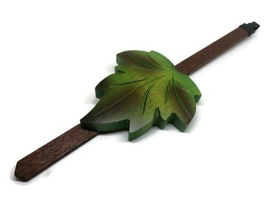 Kuckucksuhr Ahornblatt Holzpendel, grün, Länge 170 mm, 190 mm, 210 mm