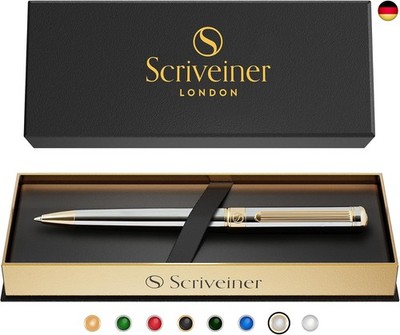 hochwertiger Kugelschreiber in Silberchrom ? Eleganter Luxus-Kuli, vergoldet mit