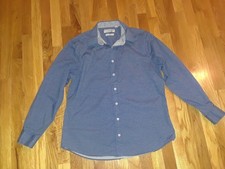 Nick Graham Everywhere Stretch Modern Fit Blue Geometric Button Up Shirt Size L