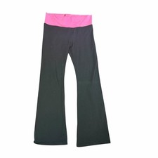 T-Party Womens Pink and Black Fold Over Yoga Pants Size Large