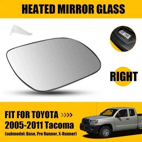Heated Mirror Glass For 2005-2011 Toyota Tacoma Passenger Side w/ Backing Plate