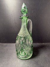 Stevens & Williams Fern Rare 1895 American Brilliant Cut Glass Green Decanter