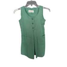 Vintage Girl Scouts Green Polyester Cotton Uniform Dress With Button Front Poc