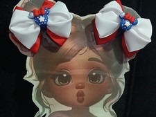Perfect for 4th of July     Red, White  Blue Girls Hair Bow   Cute Patriotic