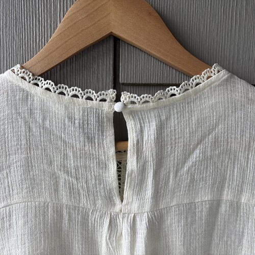 Top Mine Anthropologie pizzo uncinetto manica corta prateria contadino boho taglia LRG - Foto 12 di 21